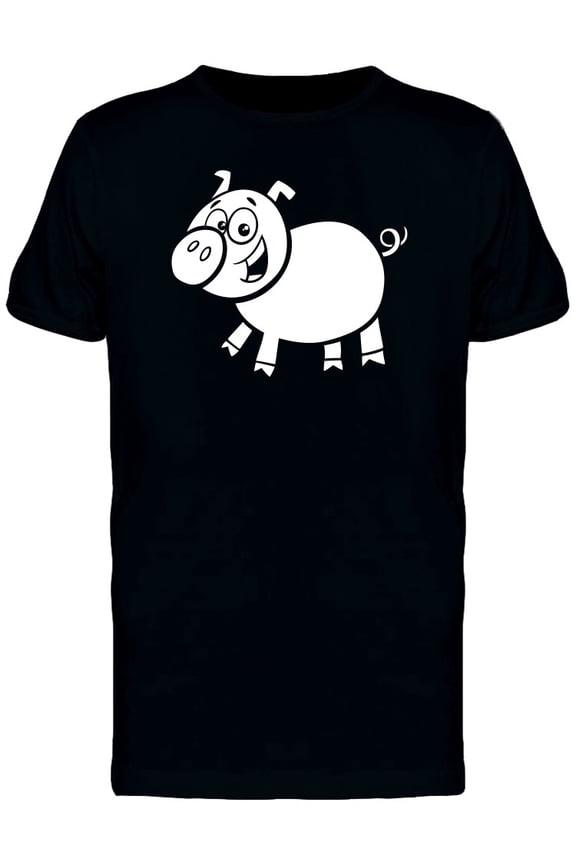 Adorable Happy Pig Cartoon T-Shirt Men -Image by Shutterstock, Male x-Large