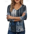 thumbnail image 3 of SOMER Womens Tops 3/4 Sleeve V Neck Blouses Casual Shirts Loose Fit Tunic Tops for Going Out, 3 of 6
