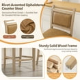 thumbnail image 4 of Dayalane 26" Farmhouse Counter Height Bar Stools Set of 2, Rustic French Wooden Barstools with Faux Leather Upholstered , Top Rail Nailhead Breakfast Bar Stool for Bar Kitchen Island Bistro, Brown, 4 of 13