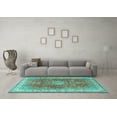 thumbnail image 3 of Ahgly Company Indoor Square Medallion Turquoise Blue Traditional Area Rugs, 7' Square, 3 of 4