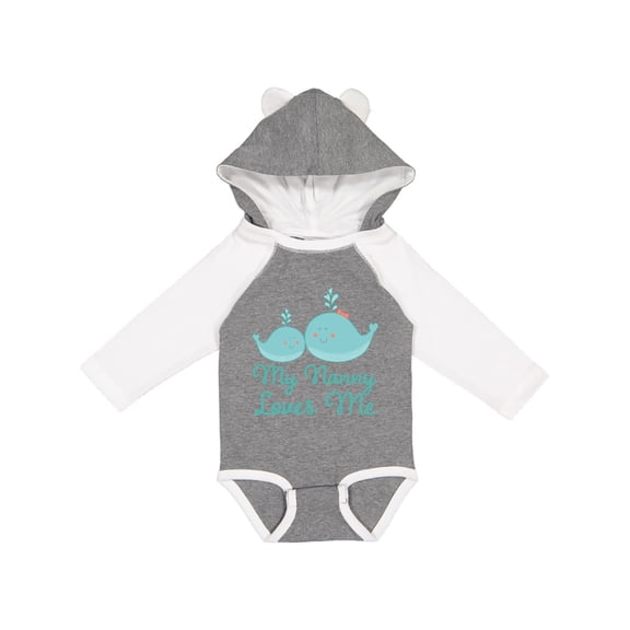 Inktastic Nanny Loves Me Grandchild Whale Boys or Girls Long Sleeve Baby Bodysuit