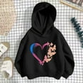 thumbnail image 2 of Arlun Cute Heart Graphic Hoodies for Teen Girls Casual Loose Letter Printed Long Sleeve Hooded Sweatshirts Soft Comfortable Lightweight Fall Winter Pullover Tops Black3 7-8Years, 2 of 3