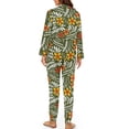 thumbnail image 2 of DISNIMO Womens Pajamas Loungewear Polynesian Plumeria Print Two Piece Sleepwear Button Down Pajama Sets Soft Long Sleeve Matching Lounge Set with Long Pajama Pants, 2 of 7