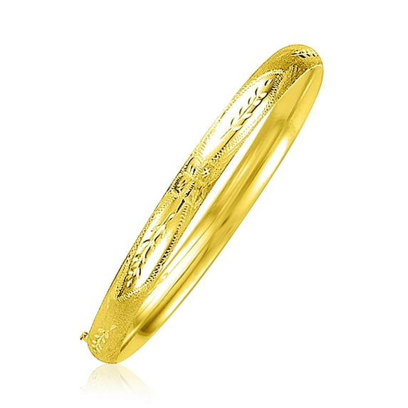 Women's 14k Yellow Gold Florentine Style Dome Bangle Bracelet