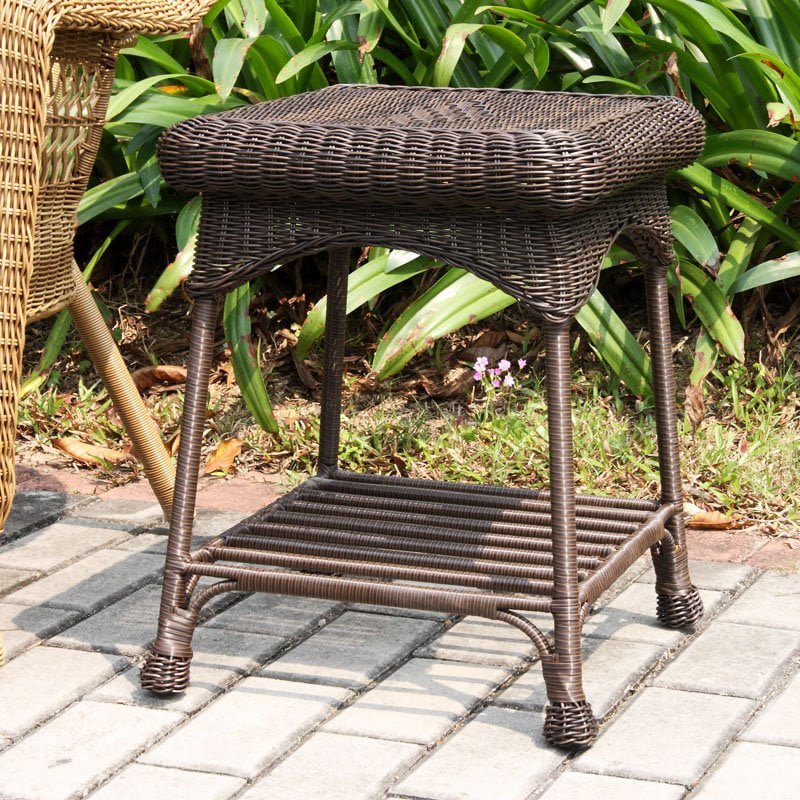 Jeco Outdoor Wicker Patio Furniture End Table