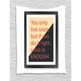 thumbnail image 1 of YOLO Tapestry, Motivational Poster Design with a Quote in a Frame Positive Message, Wall Hanging for Bedroom Living Room Dorm Decor, 60W X 80L Inches, Pink Beige Charcoal Grey, by Ambesonne, 1 of 2