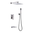 thumbnail image 1 of Topcobe 10 inches Wall Mounted Square Rainfall Pressure Balanced Complteted Shower System with Rough-in Valve for Hotel, 3 Function, 1 of 6