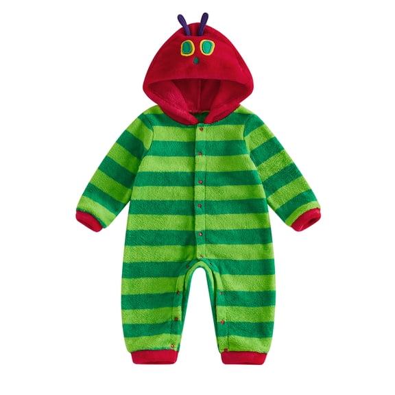 RUINIXCW Toddler Baby Boy Girl Halloween Caterpillar Costume Newborn Infant Baby Fleece Jumpsuit Warm Fall Winter Clothes Long Sleeve Striped Hooded Romper