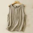 thumbnail image 2 of Yuyuzo Débardeurs en Coton et Lin pour Femmes Sans Manches Col Rond T-Shirts Basiques d'Été, 2 of 7