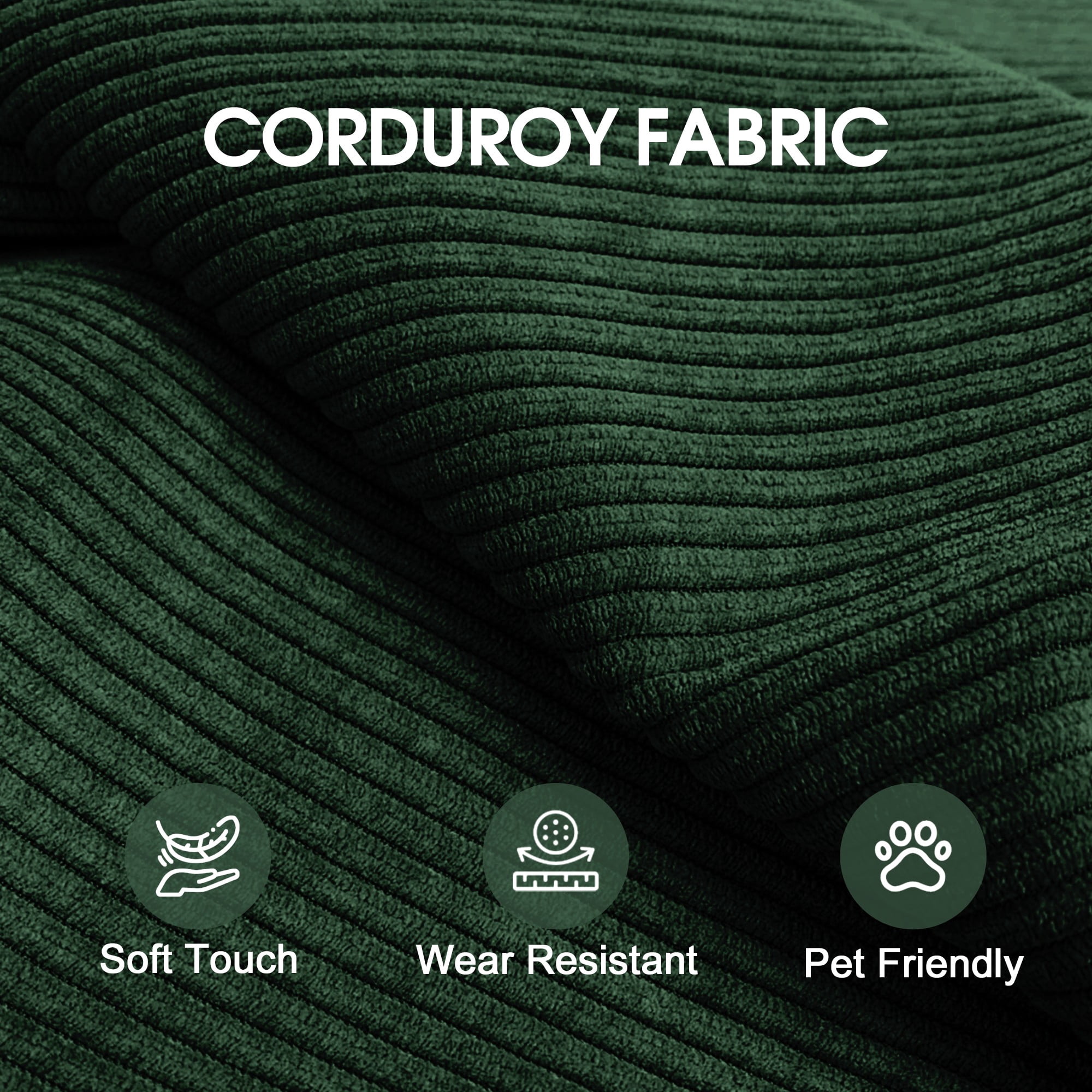 78.8" Compression Sofa Bed, Convertible Floor Futon Couch with Pillow & Armrests, Modular Corduroy Sofa, Green