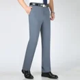 thumbnail image 2 of Pantalones de verano ajustados y fluidos con cinturón para hombre, pantalones de traje de cintura alta para hombre, pantalones de vestir sociales con pliegues y drapeados para negocios de lujo, 2 of 5