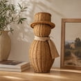 thumbnail image 7 of Rattan Snowman Figurine Decor, Hand Woven Imitation Wicker Snowman Statue With Top Hat and Scarf, Christmas Decorations for Living Room Entryway Decor, S, 7 of 7