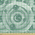 thumbnail image 2 of Abstract Art Fabric by the Yard, Space Theme Psychedelic Lines Along Crescent and Stars Inside Circles, Upholstery Fabric for Dining Chairs Home Decor Accents, Sea Green and White by Ambesonne, 2 of 5
