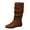 Brown, variant on Shadoumai Cowboy Boots Woman Winter Suede Flat Boot with Zipper Fashion Round Toe Cozy Shoes Casual Solid Flock Mid Calf Boots