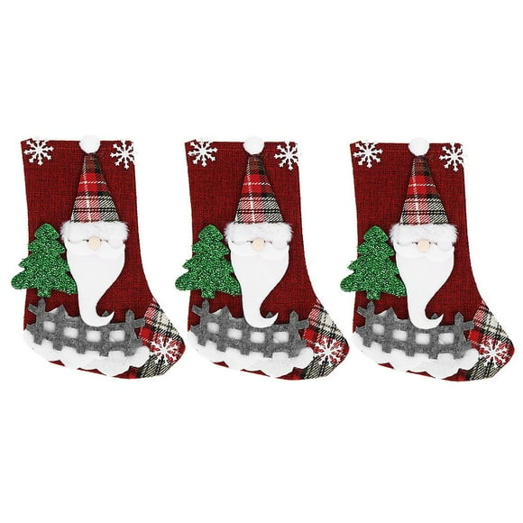 Set of 3 Christmas Stocking Ornaments for Tree Decor