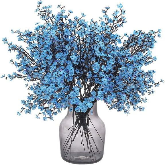 Clearance! 6Pcs Babys Breath Artificial Flowers Silk,Real Touch Peacock Blue Bouquets Flowers for Vase Home Office Wedding Spring Winter Indoor Outdoor