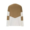 thumbnail image 5 of Women's Sweater Long Sleeve V Neck Color Block Thin Cable Knit Pullover Top Khaki L, 5 of 5