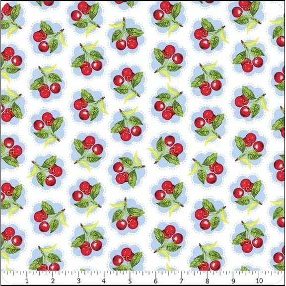 Cotton Sweet Cherry Cherries Fruit Food Wilmington Prints Cotton Fabric Print by the Yard (68572-143)