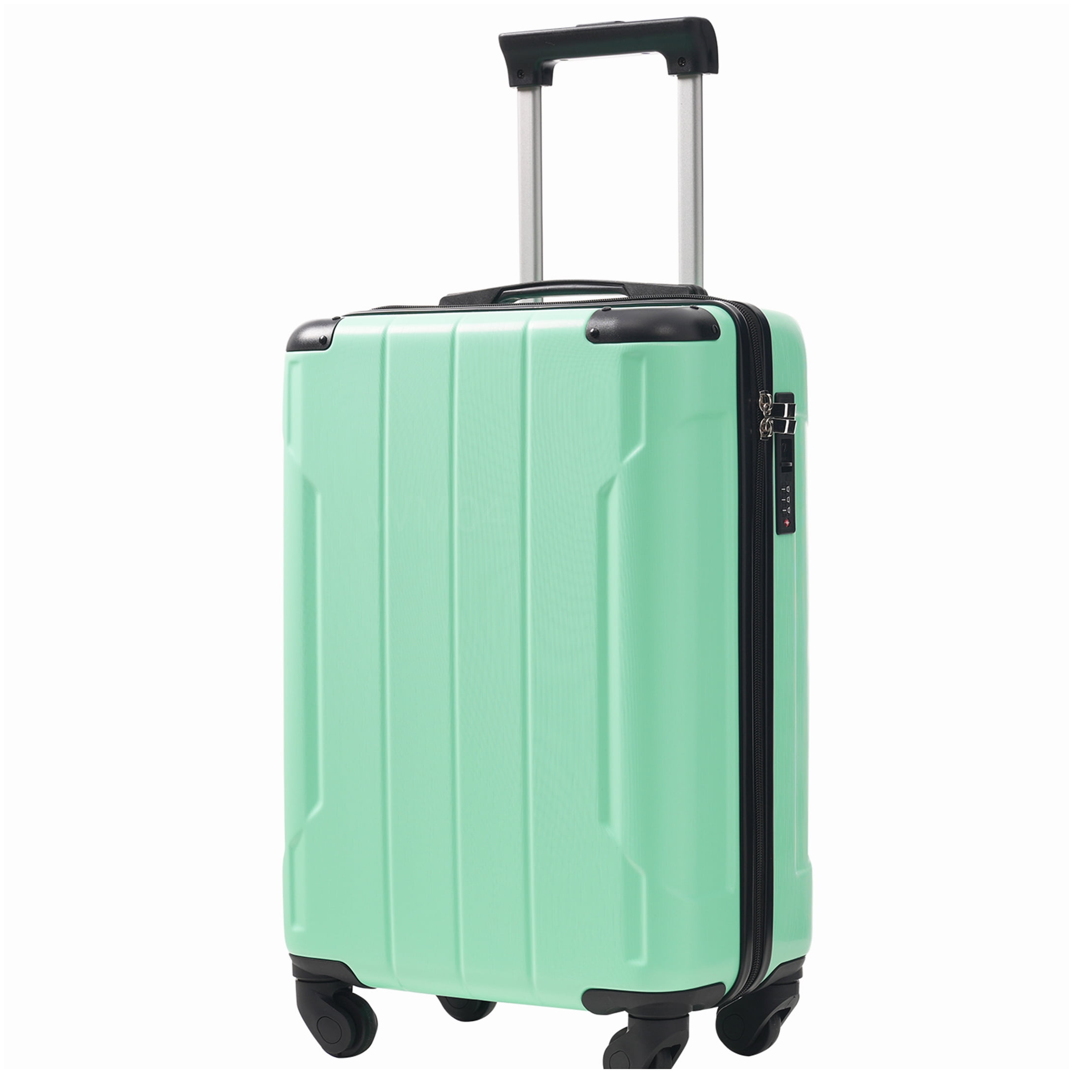 20 Inch Carry On Suitcase with Spinner Wheels & TSA Lock, Lightweight ABS Hardshell Luggage with Packing Cubes, Creamy Green