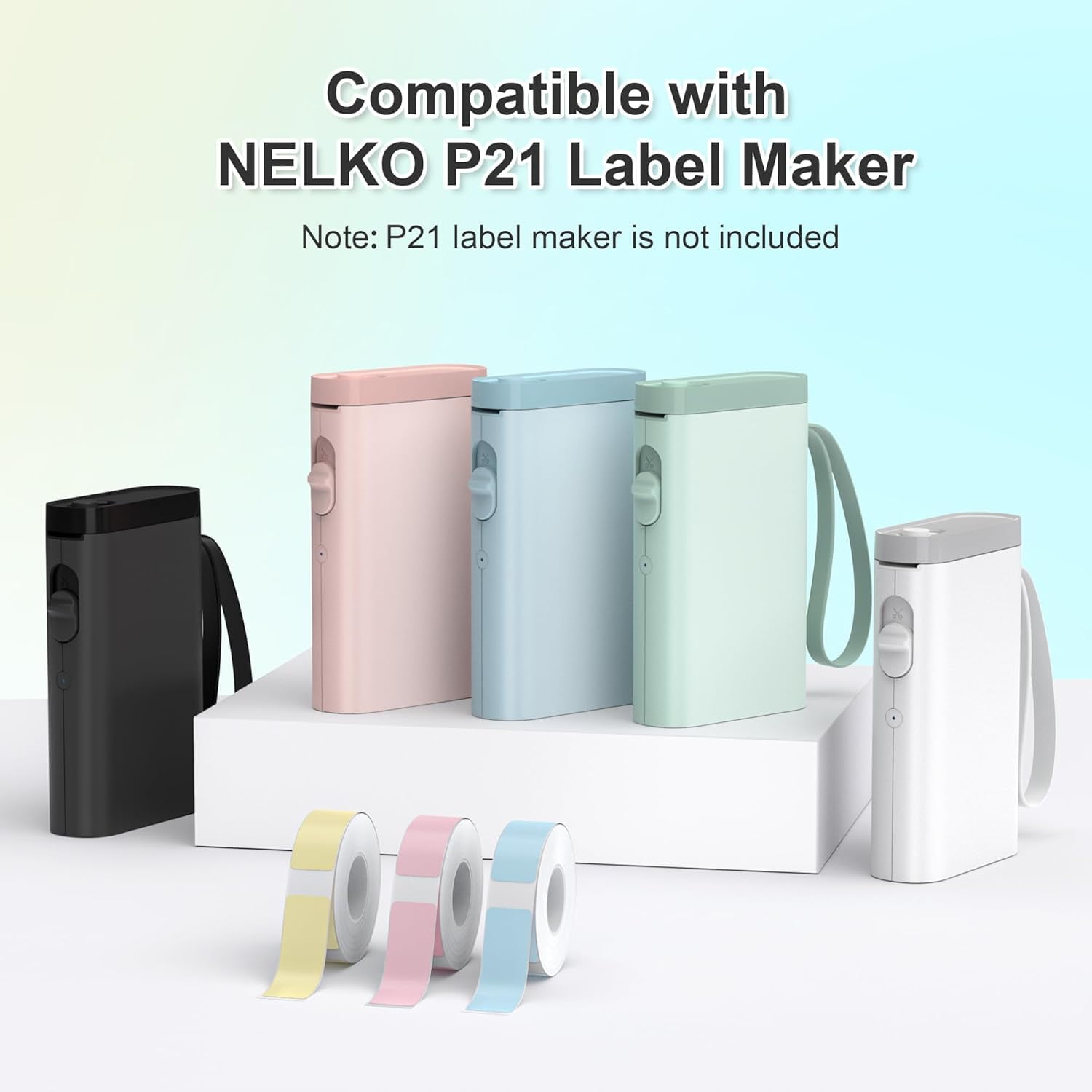 Genuine P21 Label Maker Tape, 14x40mm (0.55"x1.57") Self-Adhesive Label Compatible with Nelko P21 Label Maker for Home/Office/School, 180 tapes/roll, 3-roll, White