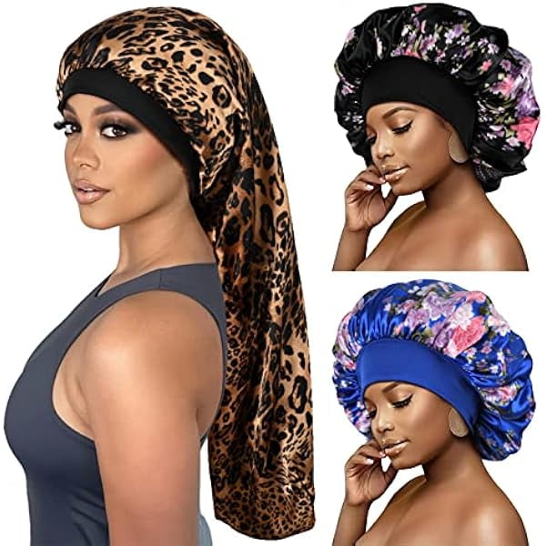 wonima11 Shower Cap for Women Black Bath Cap, Reversible Large Waterproof Adjustable Shower Caps Terry Lining & Elastic Band Stretch Hem Hair Hat