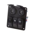 thumbnail image 2 of Ximing 3 Gang Rocker Switch Panel Breaker Blue LED Car Marine Boat Circuit Waterproof 4 USB Charger Port, 2 of 7