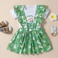 thumbnail image 2 of Felwors Toddler Girls Short Sleeve Easter Cartoon Rabbit Printed T Shirt Tops Suspender Skirts Outfits, 2 of 9