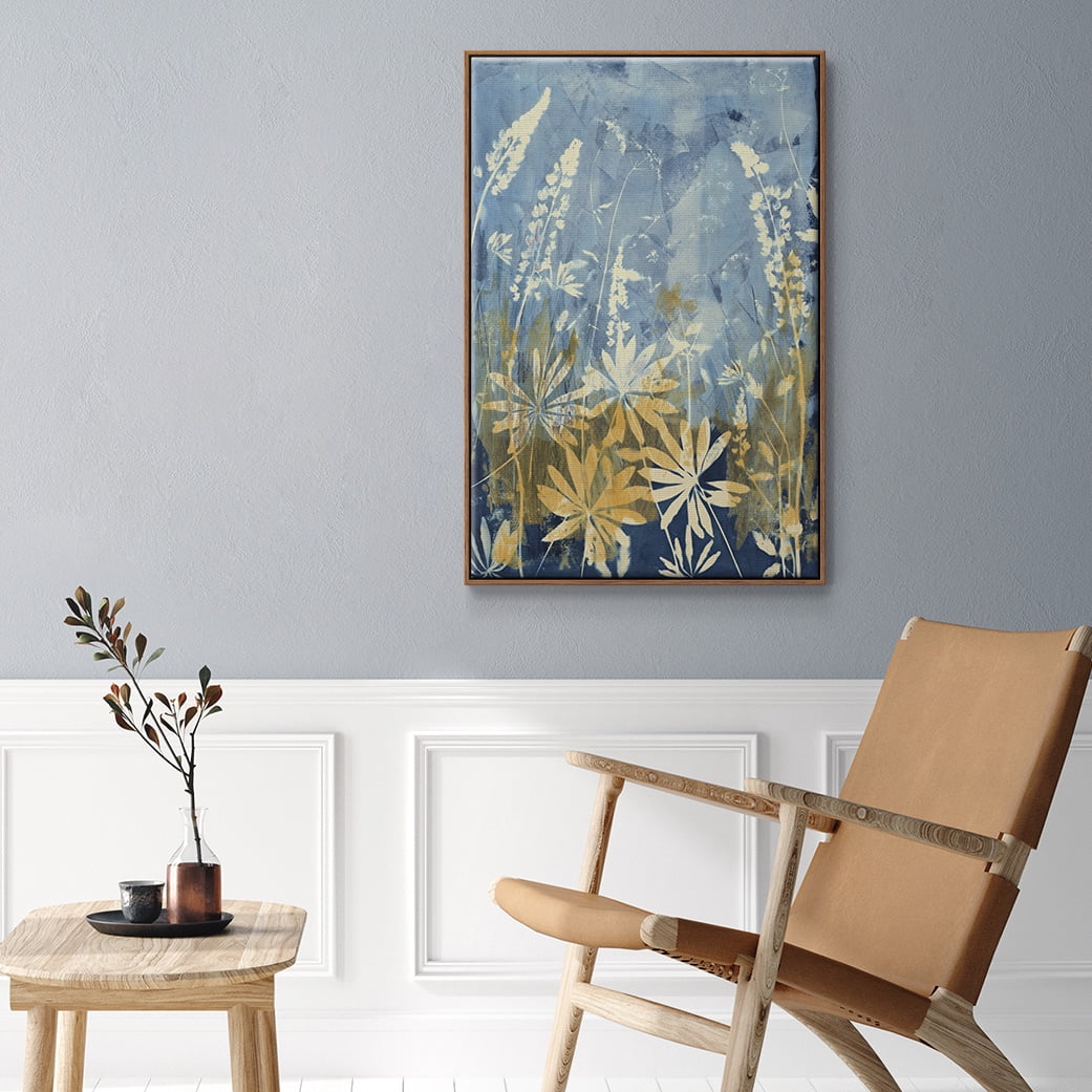 Wild Lupine Framed Premium Gallery Wrapped Canvas - Ready to Hang - 17 x 25 - Walnut Floating Frame