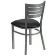 thumbnail image 5 of BizChair 2 Pack Silver Slat Back Metal Restaurant Chair - Black Vinyl Seat, 5 of 8