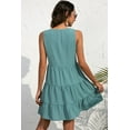 thumbnail image 6 of Women's sleeveless tiered V neck dress with button front solid pattern 100% Polyester fabric mini length easy care, 6 of 8