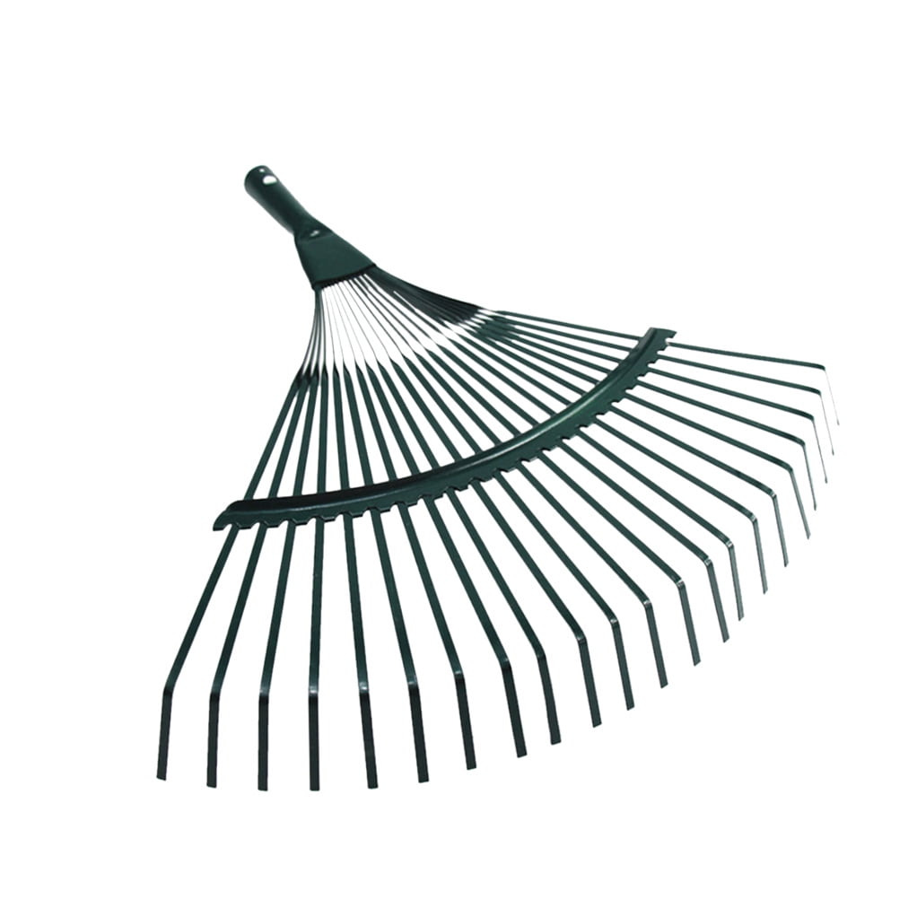 IMIKEYA Garden Rake with Metal Teeth and Green Handle for Efficient Outdoor Yard Debris Cleanup