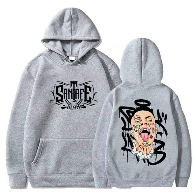 Santa Fe Klan Angel Face Chandails à Capuchon North America Tour Merch Pullovers Femmes Hommes Mode Décontractée HipHop Chandails en Molleton,TTTTG,Gris