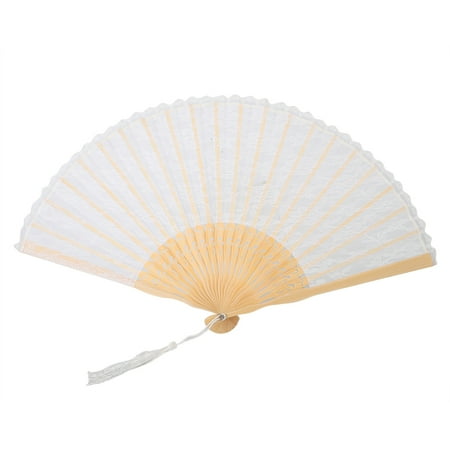 

Folding Fan Japanese Vintage Style Handmade Hand Fan Lace Fan For Decoration (White)