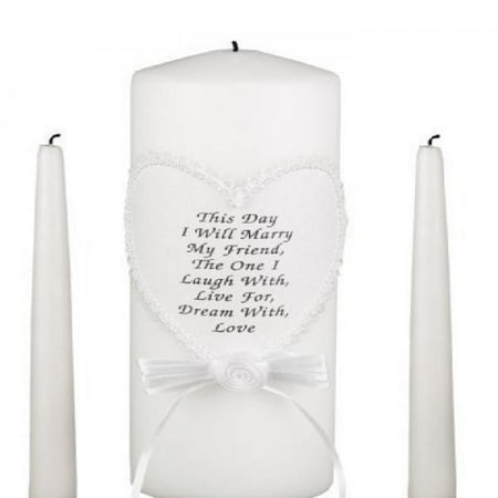 Unity Candle Taper Hortense B. Hewitt Wedding Accessories, Unity Candle Set, This Day I Will Marry My Friend, 9-Inch Pillar and 2 10-Inch Tapers ()