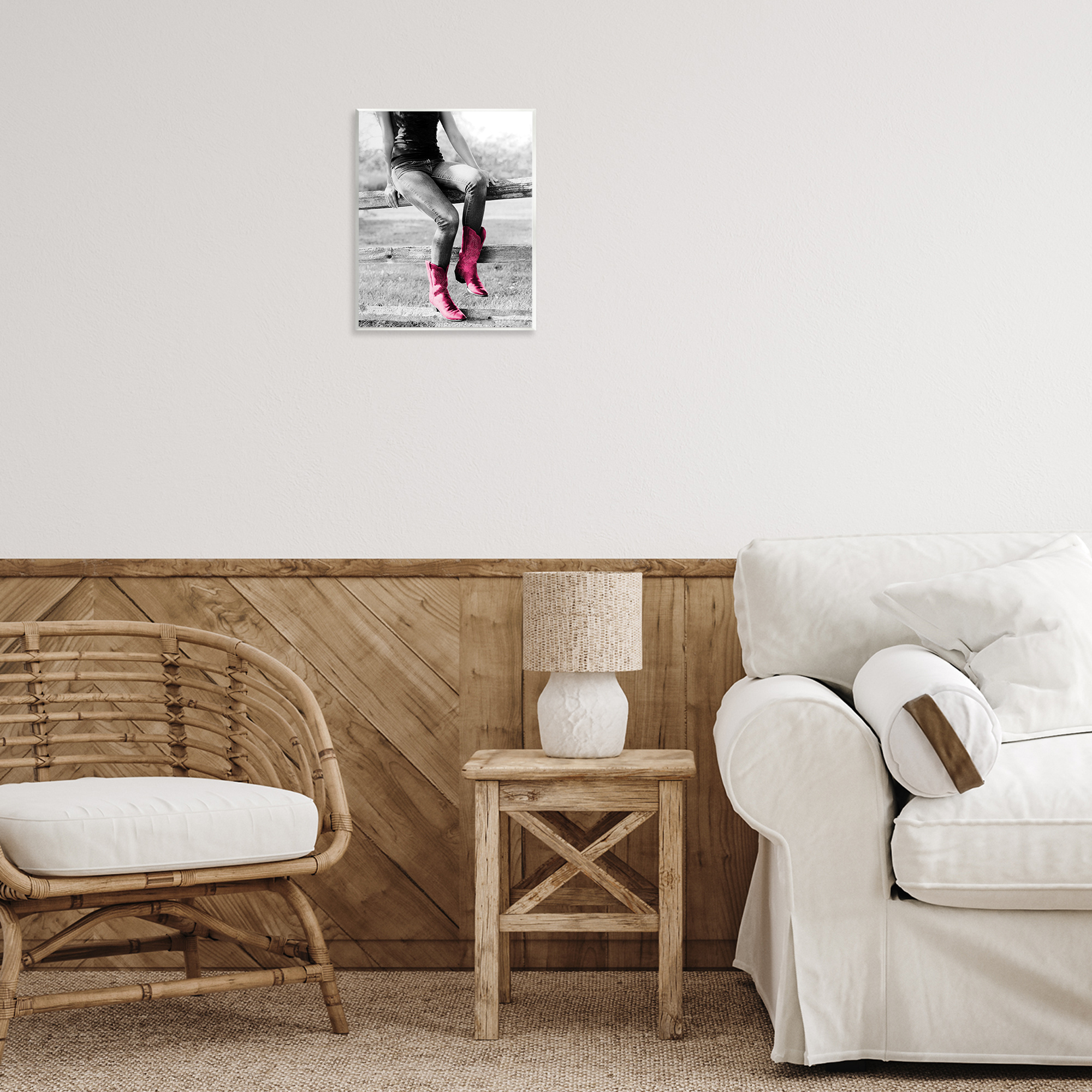 Stupell Industries Glam Cowgirl in Boots Novelty Painting Unframed Art Print Wall Art, 11 x 14
