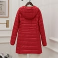 thumbnail image 4 of Hfyihgf Womens Long Puffer Jacket Plus Size Lightweight Down Coat with Hood Long Sleeve Full Zipper Packable Winter Warm Jacket Outwear(Red,3XL), 4 of 9