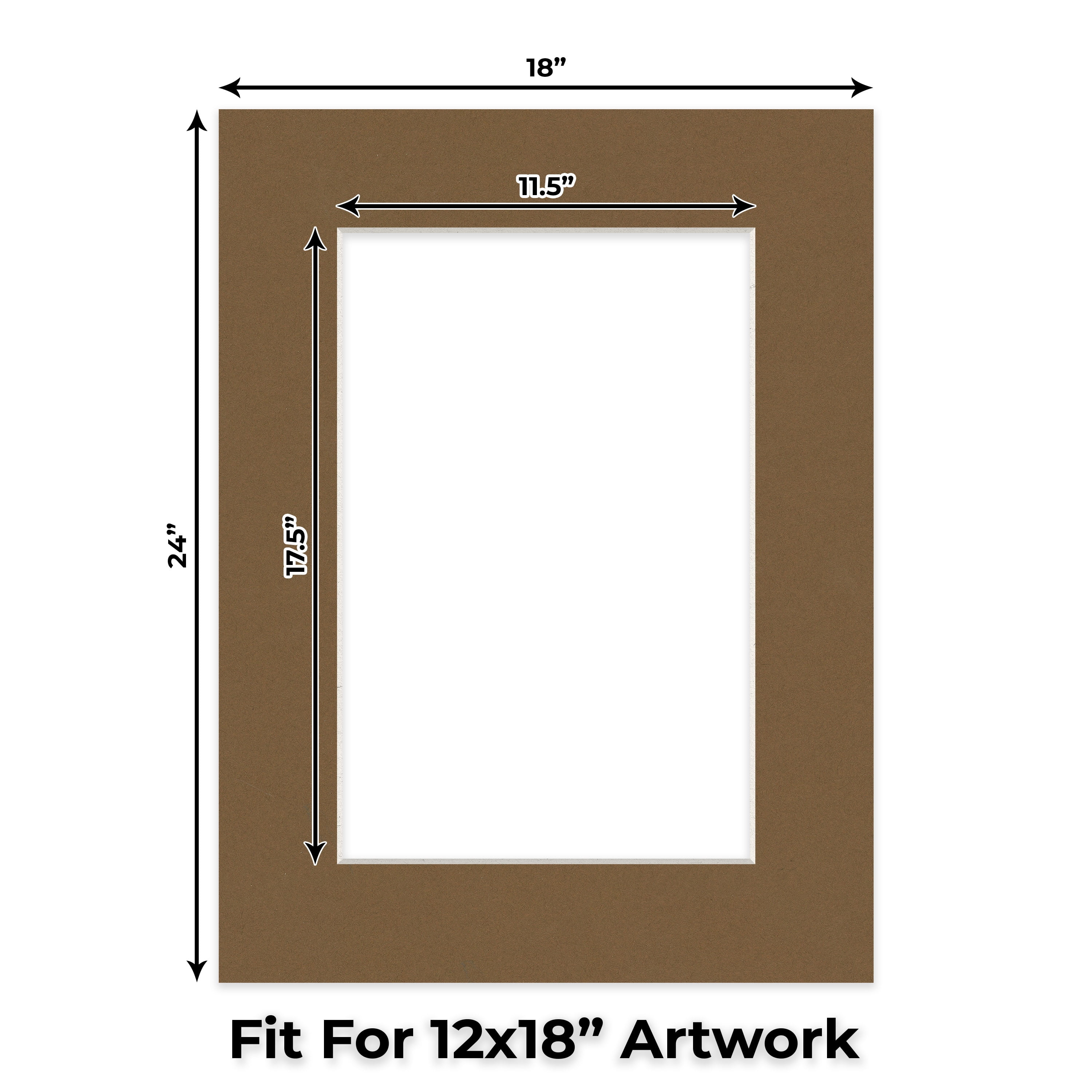 Aged Oak Brown Picture Frame Mat for 18x24 Frames - Fits 12x18 Photos - 10 Mats