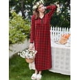 thumbnail image 3 of Ekouaer Women Ultra Soft Nightgown Long Sleeve V Neck Sleepwear Henley Button Down Night Shirt, 3 of 5