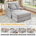 thumbnail image 5 of FFH Oversized Chair with Ottoman, Modern Accent Chair with Cup Holder, Corduroy Single Sofa Reading Chair for Living Room, Bedroom, Office, Gray, 5 of 12