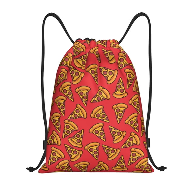Fotbe Pizza Cartoon Bolsa Mochila con Cordón Estampada, Bolsa de Gimnasio Deportiva, Bolsa Cinch, Bolsa con Cordón para Hombres y Mujeres-Medium