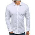 thumbnail image 2 of Huresd Men's Long Sleeve Button Up Shirts Solid Slim Fit Casual Business Formal Dress Shirt White L, 2 of 3