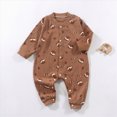 thumbnail image 2 of HCNTES Baby Boy Winter Clothes Baby Rompers Long Sleeve Baby Boy Clothes Print One Piece Romper Baby Coming Home Outfits Newborn Boy Outfits 0 3 6 9 12 18 Months, 2 of 7
