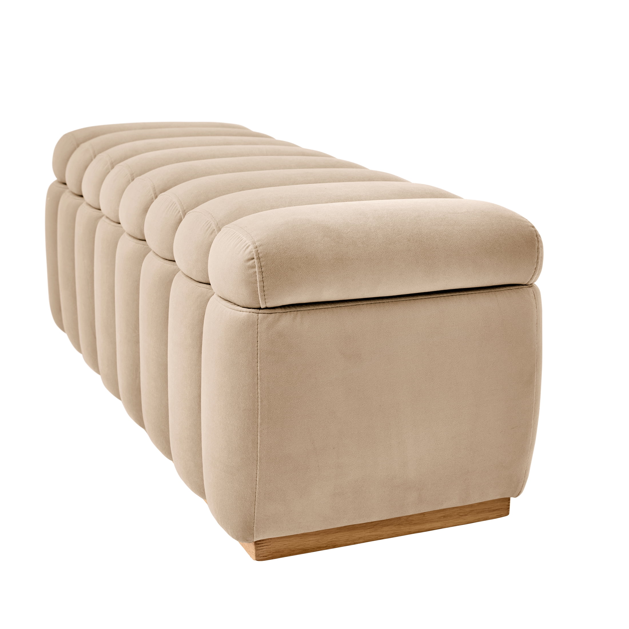 Better Homes & Gardens Lillian Channel Tufted Storage Bench, 47.24 in, Beige Velvet
