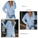 thumbnail image 4 of Suéter de punto de ganchillo ahuecado con cuello en V para mujer, suéter suelto de manga larga, suéter de Color puro, suéter azul claro 3XL, 4 of 5