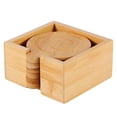 thumbnail image 1 of De Bambú Con Caja De Almacenamiento De Madera Resistente Al Calor Posavasos Antideslizantes Para Bebidas Posavasos Redondos De Madera 9,5 Cm/3,7 Pulgadas 6 Posavasos Advancent HA013123-00, 1 of 7