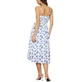 thumbnail image 3 of INSPIRE CHIC Women's Floral Square Neck Sleeveless Shirred Back Spaghetti Strap Casual Midi Dress XS Blue, 3 of 6