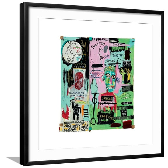 Art.com In Italian, 1983 Giclee Print by Jean-Michel Basquiat, Black Frame Wall Art, 29" x 29"