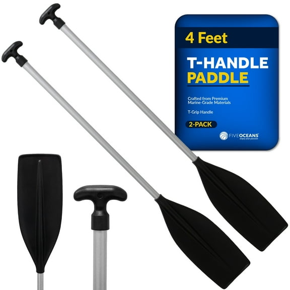 Five Oceans 4-Feet Canoe Paddle - Boat Paddle, 2-Pack T-Handle Oar Paddle for Canoe, Kayak and Small Boats Corrosion-Resistant Floating Boat Paddles Marine-Grade Aluminum Heavy-Duty Shaft - FO4722-M2