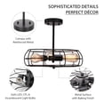 Beuhouz Modern Pull Chain Semi-Flush Mount Ceiling Light – Black Metal Cage Industrial Fixture For Hallway, Porch, Kitchen