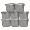 thumbnail image 1 of Homz 10-Gal Heavy Duty Plastic Storage Container, Titanium Silver (8 Pack), 1 of 10